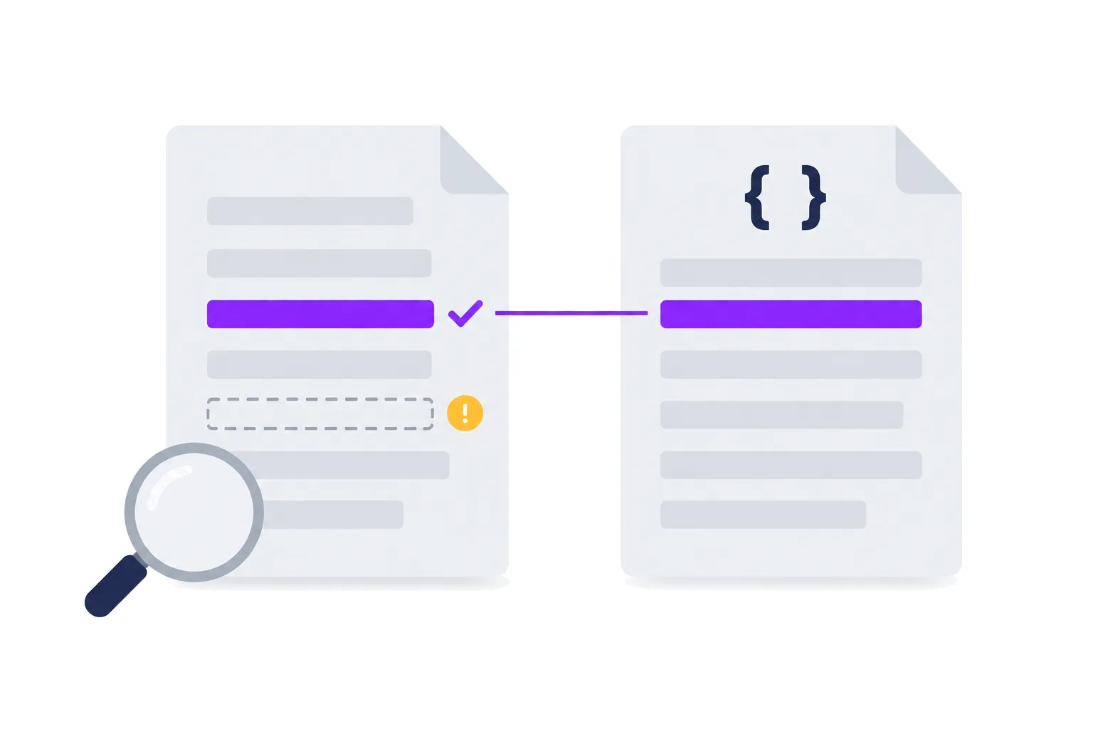 Illustration of an ads.txt file and a sellers.json file with matching highlighted lines and one missing line